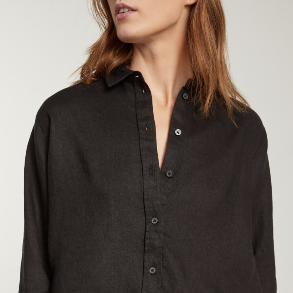 Everlane The Linen Relaxed Shirt in Black NWOT